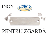 Placuta L cu nituri din inox pentru zgarzi personalizate, dimensiune 56 mm x14 mm , se personalizeaza pe o fata pe 2 randuri, nituri incluse  - 52 RON