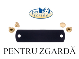 Placuta M cu nituri din alama vopsita negru pentru zgarzi personalizate, dimensiune 56 mm x14 mm , se personalizeaza pe o fata pe 2 randuri, nituri incluse  - 52 RON